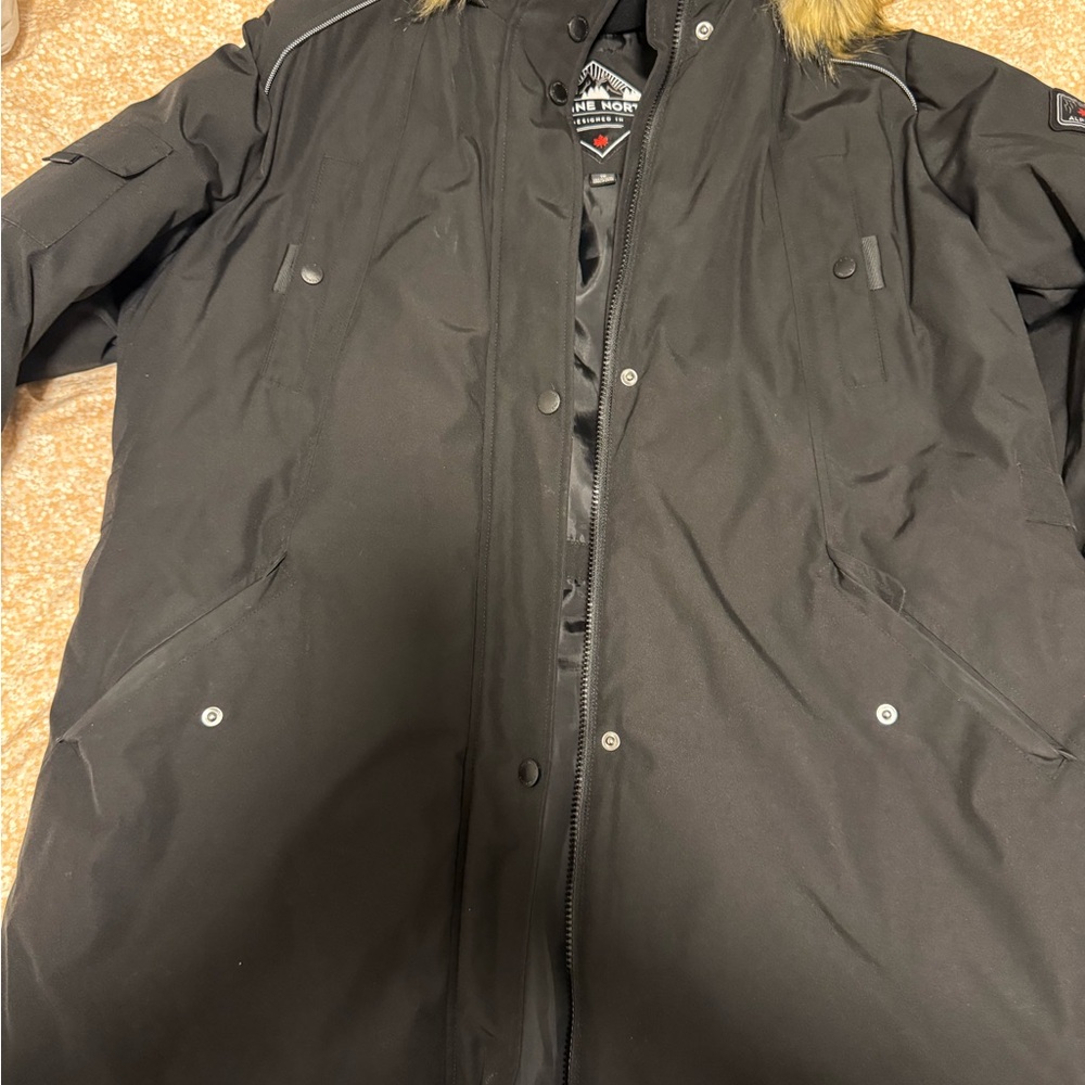 Women’s Plus Black Winter Jacket with Fur Trim